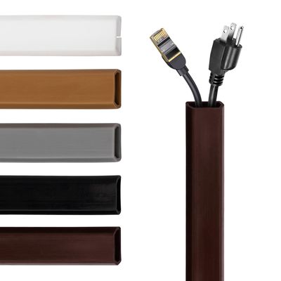 Rubber Bond TV Cord Hider Cable Protector - Strong Self Adhesive Wall Cord Cover Cable Hider - Low Profile Cable Management Wall Cord Concealer Cable Raceway (Dark Brown, 6 Feet)
