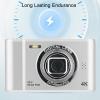Digital Camera, 50MP Front and Rear Dual Lenses Camera, 2.4in TFT Screen HD Video Camera, Autofocus Compact Travel Camera for Vlogging (Silver) view 4