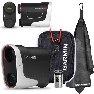 Garmin Approach Z30 Golf Laser Rangefinder with Slope, 400-Yard Range, 6X Magnification, Magnetic Cart Mount, PlaysLike Distance, Tournament Mode, IPX7 Waterproof and Signature Series Golf Towel