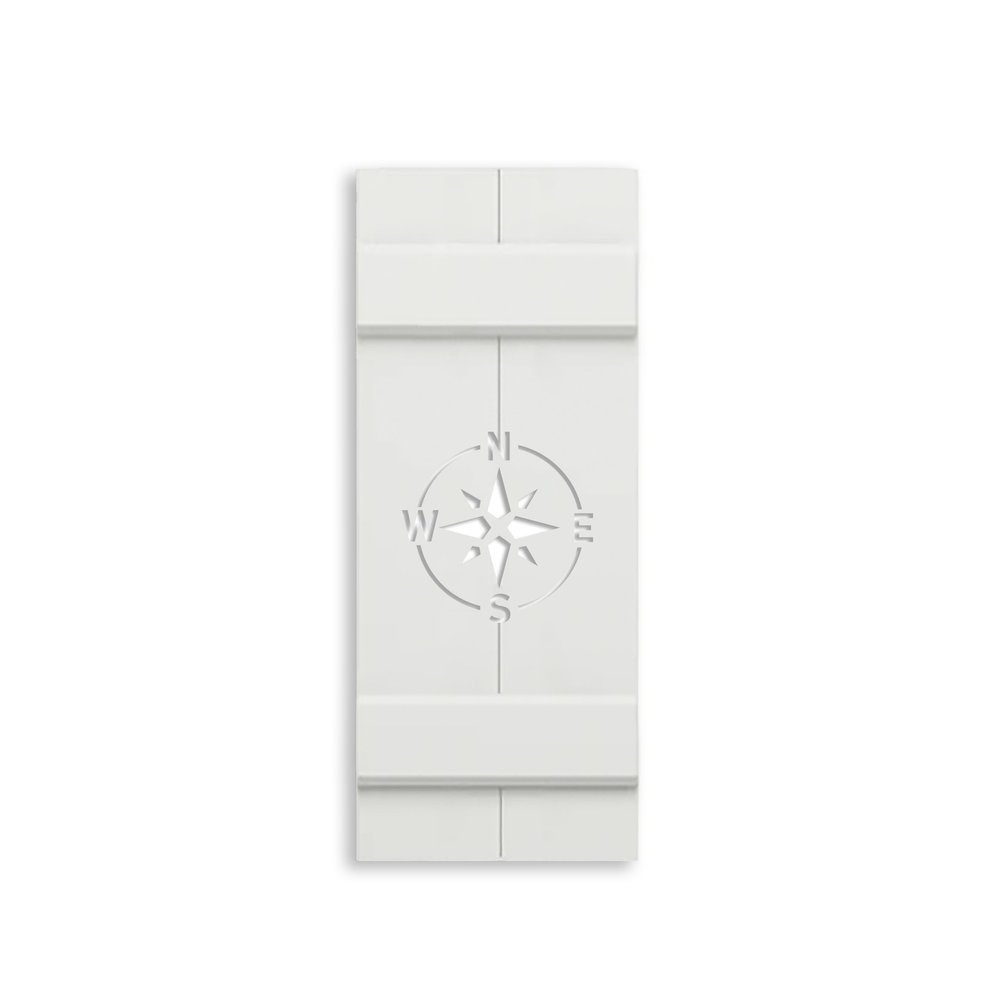 High Springs Shutter Company, Custom PVC Exterior Shutters -Sold Individually (30.5 inch, Compass, 14.5 inch)
