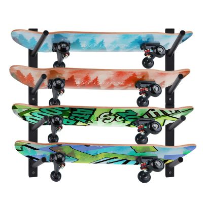 BiJun Skateboard Wall Mount, Horizontal Snowboard Wall Mount, Skateboard Storage Hanger for Garage, Bedroom, Home Display & Organization