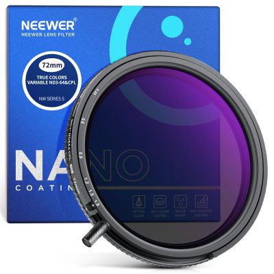 NEEWER 72mm True Colors Variable ND&CPL Filter with Putter, ND3-64(1.5-6 Stops), 2 in 1 Adjustable Limited Neutral Density & CPL Filter, Multi Coated HD Optical Glass/Aluminum Frame/Scratch Resistant