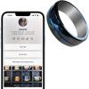 Tungsten Ring Digital Business Card - Waterproof NFC Ring - Social Media Sharing & Instant Contact - Tap to Share NFC - iOS and Android(Blue-#11) view 1