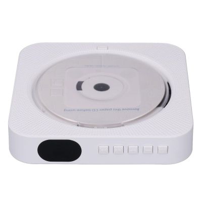 CD Player, Portable BT5.0 CD Player, Remote Control Protective Cover Design, 2 Modes Wall Mount CD Player with Speakers (White)