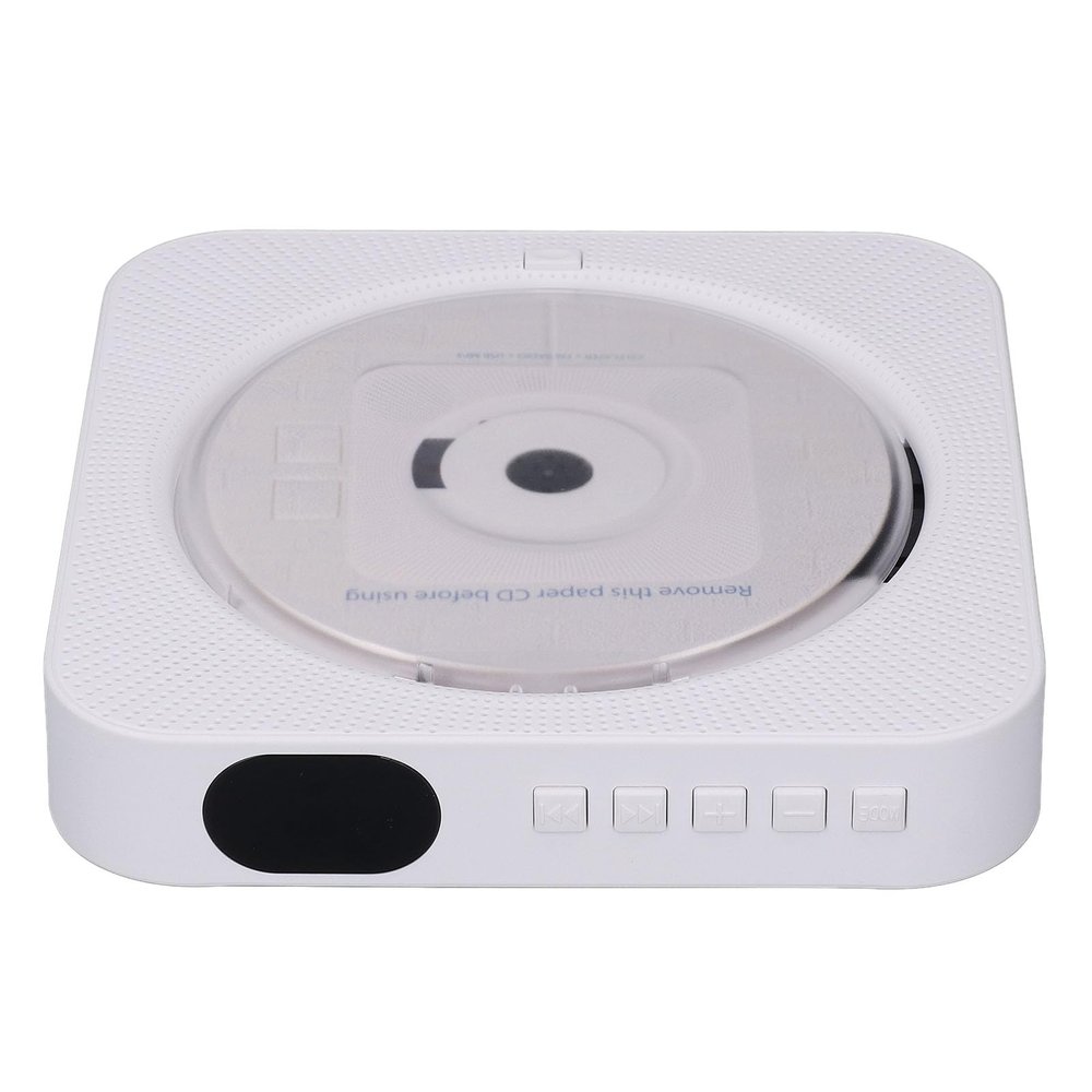 CD Player, Portable BT5.0 CD Player, Remote Control Protective Cover Design, 2 Modes Wall Mount CD Player with Speakers (White)