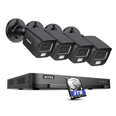 ANNKE 32CH 3K Security Camera System, 32 Channel 3K Lite H.265+ Surveillance DVR with AI Motion Detection, 4X 3K 5MP Analog Bullet Cameras, Smart Color Night Vision, Built-in Mic, IP67, 3TB HDD