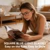 Dollger Oversized Blue light Glasses for Women Men Square big Computer Screen Bluelight Blocking Fashion Eyeglasses TR90 Green Frame view 3