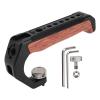 BTSEURY Camera Top Handle Wooden, Camera Top Handle with 3 Cold Shoes 1/4 Inch 3/8 Inch Threaded Hole Ergonomic Aluminum Alloy Camera Top Grip for DSLR Cameras view 1