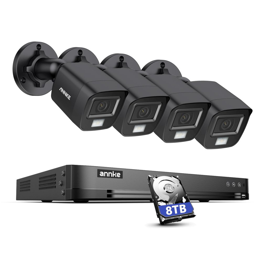 ANNKE 32CH 3K Security Camera System, 32 Channel 3K Lite H.265+ Surveillance DVR with AI Motion Detection, 4X 3K 5MP Analog Bullet Cameras, Smart Color Night Vision, Built-in Mic, IP67, 8TB HDD