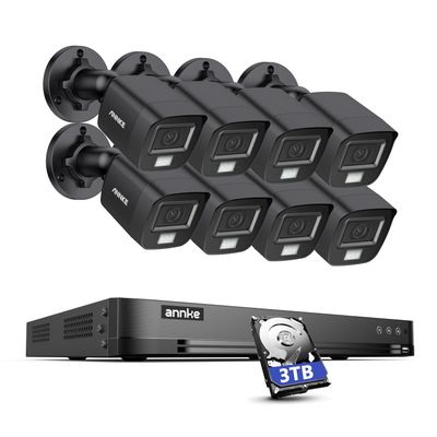 ANNKE 32CH 3K Security Camera System, 32 Channel 3K Lite H.265+ Surveillance DVR with AI Motion Detection, 8X 3K 5MP Analog Bullet Cameras, Smart Color Night Vision, Built-in Mic, IP67, 3TB HDD