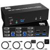 8K@60Hz Displayport KVM Switch 3 Monitors 2 Computers, 4K@144Hz KVM Switch DP 1.4 with 3 USB 3.0 Ports Sharing Keyboard and Mouse, Printer/Hard Drives, Desktop Controller view 1