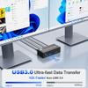 8K@60Hz Displayport KVM Switch 3 Monitors 2 Computers, 4K@144Hz KVM Switch DP 1.4 with 3 USB 3.0 Ports Sharing Keyboard and Mouse, Printer/Hard Drives, Desktop Controller view 3