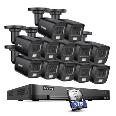 ANNKE 32CH 3K Security Camera System, 32 Channel 3K Lite H.265+ Surveillance DVR with AI Motion Detection, 12x 3K 5MP Analog Bullet Cameras, Smart Color Night Vision, Built-in Mic, IP67, 3TB HDD