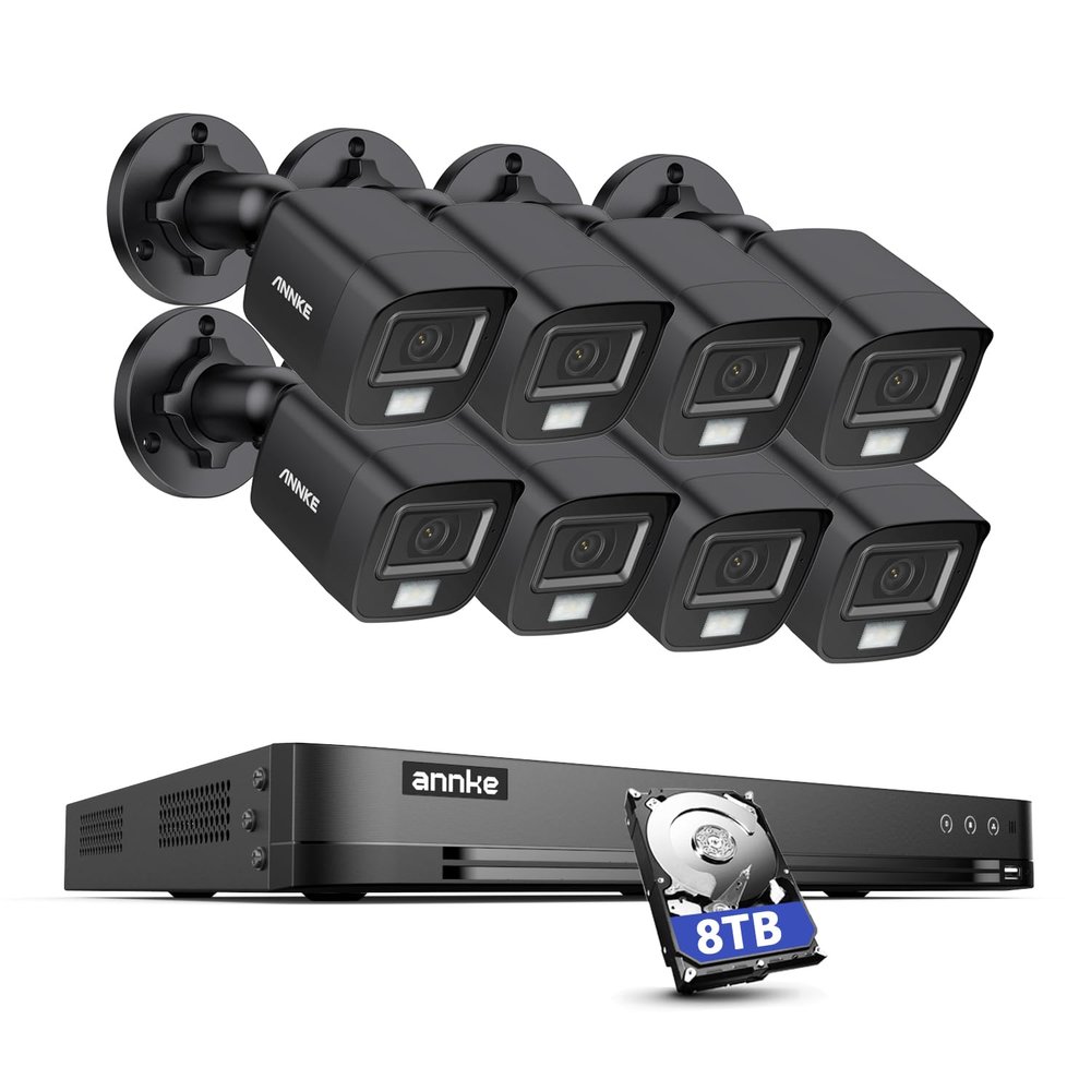 ANNKE 32CH 3K Security Camera System, 32 Channel 3K Lite H.265+ Surveillance DVR with AI Motion Detection, 8X 3K 5MP Analog Bullet Cameras, Smart Color Night Vision, Built-in Mic, IP67, 8TB HDD
