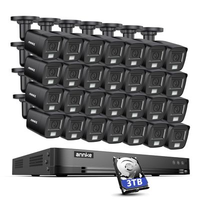 ANNKE 32CH 3K Security Camera System, 32 Channel 3K Lite H.265+ Surveillance DVR with AI Motion Detection, 28x 3K 5MP Analog Bullet Cameras, Smart Color Night Vision, Built-in Mic, IP67, 3TB HDD