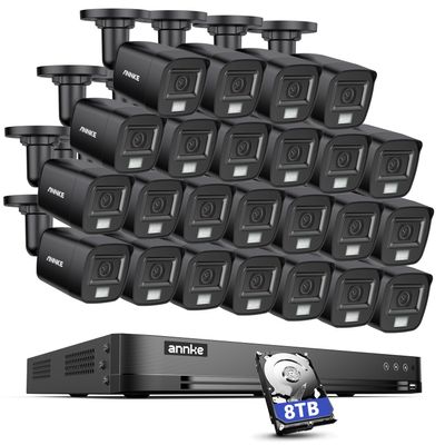 ANNKE 32CH 3K Security Camera System, 32 Channel 3K Lite H.265+ Surveillance DVR with AI Motion Detection, 24x 3K 5MP Analog Bullet Cameras, Smart Color Night Vision, Built-in Mic, IP67, 8TB HDD