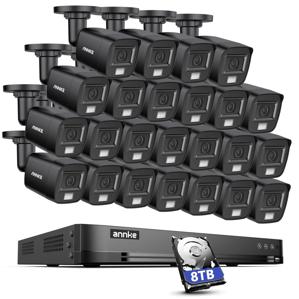 ANNKE 32CH 3K Security Camera System, 32 Channel 3K Lite H.265+ Surveillance DVR with AI Motion Detection, 24x 3K 5MP Analog Bullet Cameras, Smart Color Night Vision, Built-in Mic, IP67, 8TB HDD