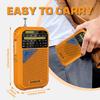 XHDATA D221 NOAA Weather Radio Portable AM FM Shortwave Radio Receiver, 2 AA Battery Operated, Transistor Radio with Excellent Reception for Emergency, Hurricane, Gift, Walking and Home (Orange) view 3