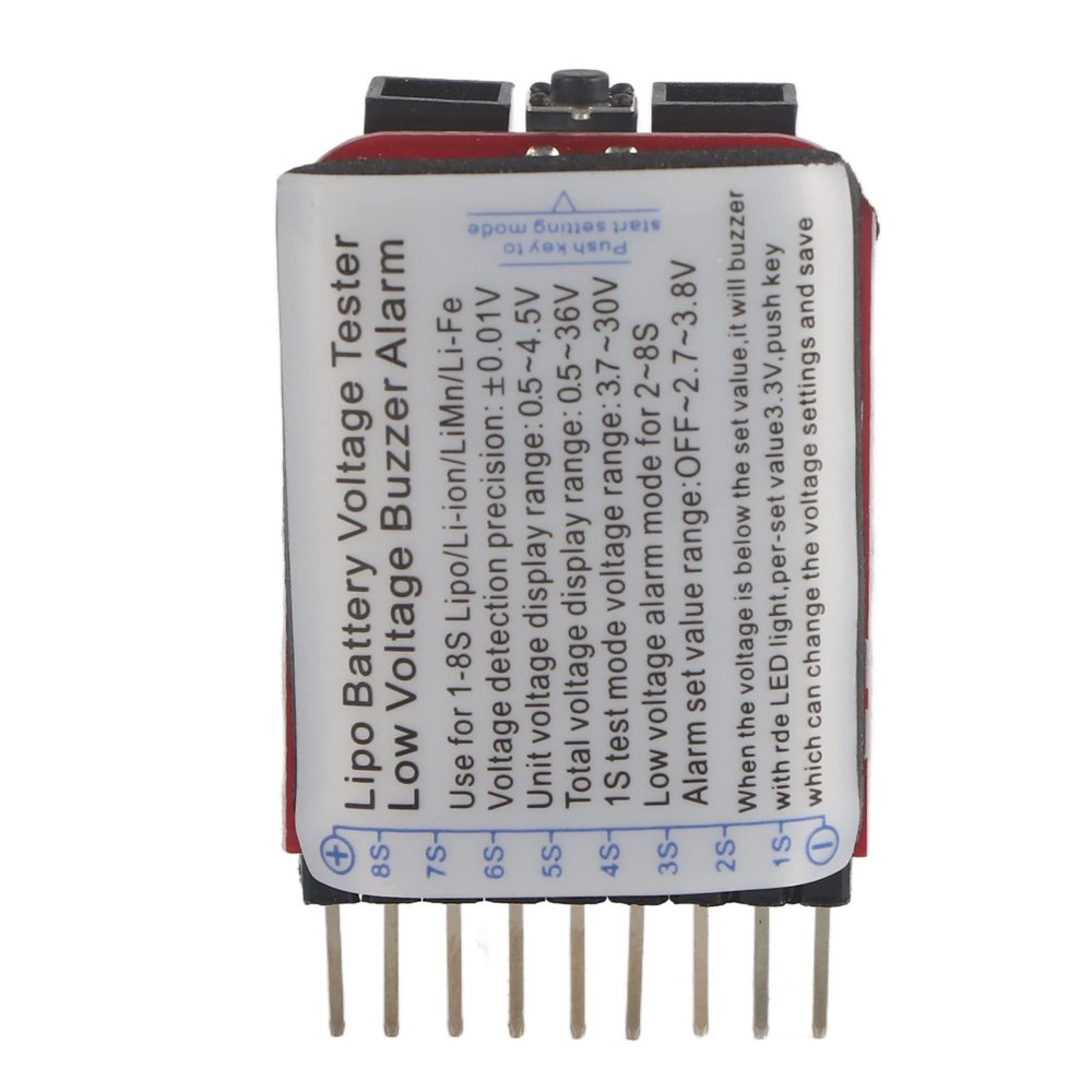 RC 1S-8S Lipo Battery LED Tester Low Voltage Alarm Buzzer Checker Set for RC Accessory