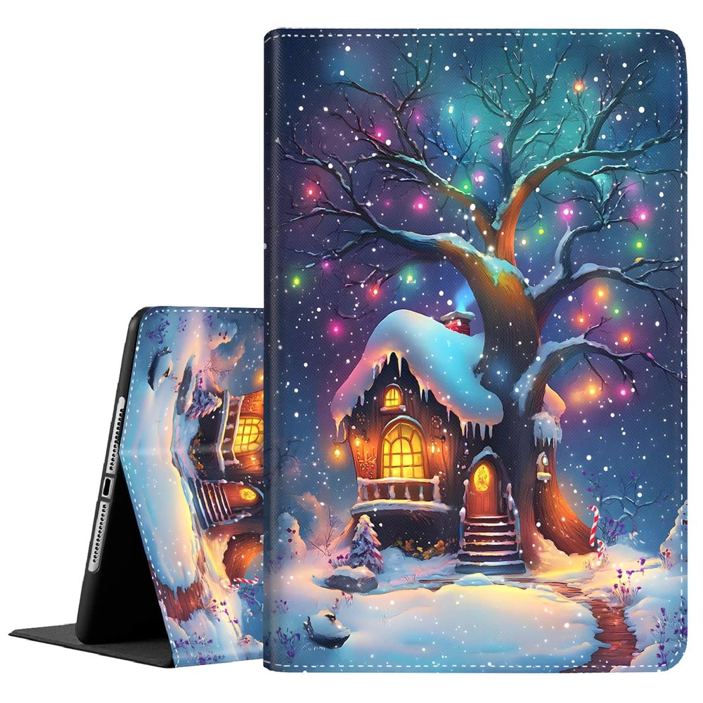 Case for Samsung Galaxy Tab S8 2022/Tab S7 2020 11 Inch (Model SM-X700/X706/T870/T875/T878), Multi-Angle Stand Smart Protective Cover, Shockproof Case Auto Sleep/Wake, Snow Tree House