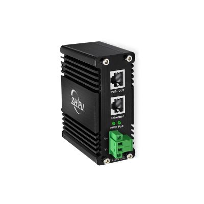 Industrial Gigabit Passive PoE 24V Injector POE Adapter with 12-24V DC Input to 24V PoE Output 1000Mbps 2rj45 35mm DIN- Rail Wall Mount Design