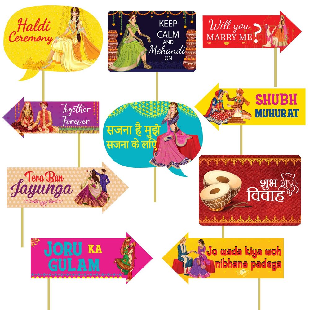 10pcs Wedding Party Photo Booth Props/Wedding Partry Decortion/Wedding Props for Photography/Bachelorette Props (Wedding Photo Booth Props 01)