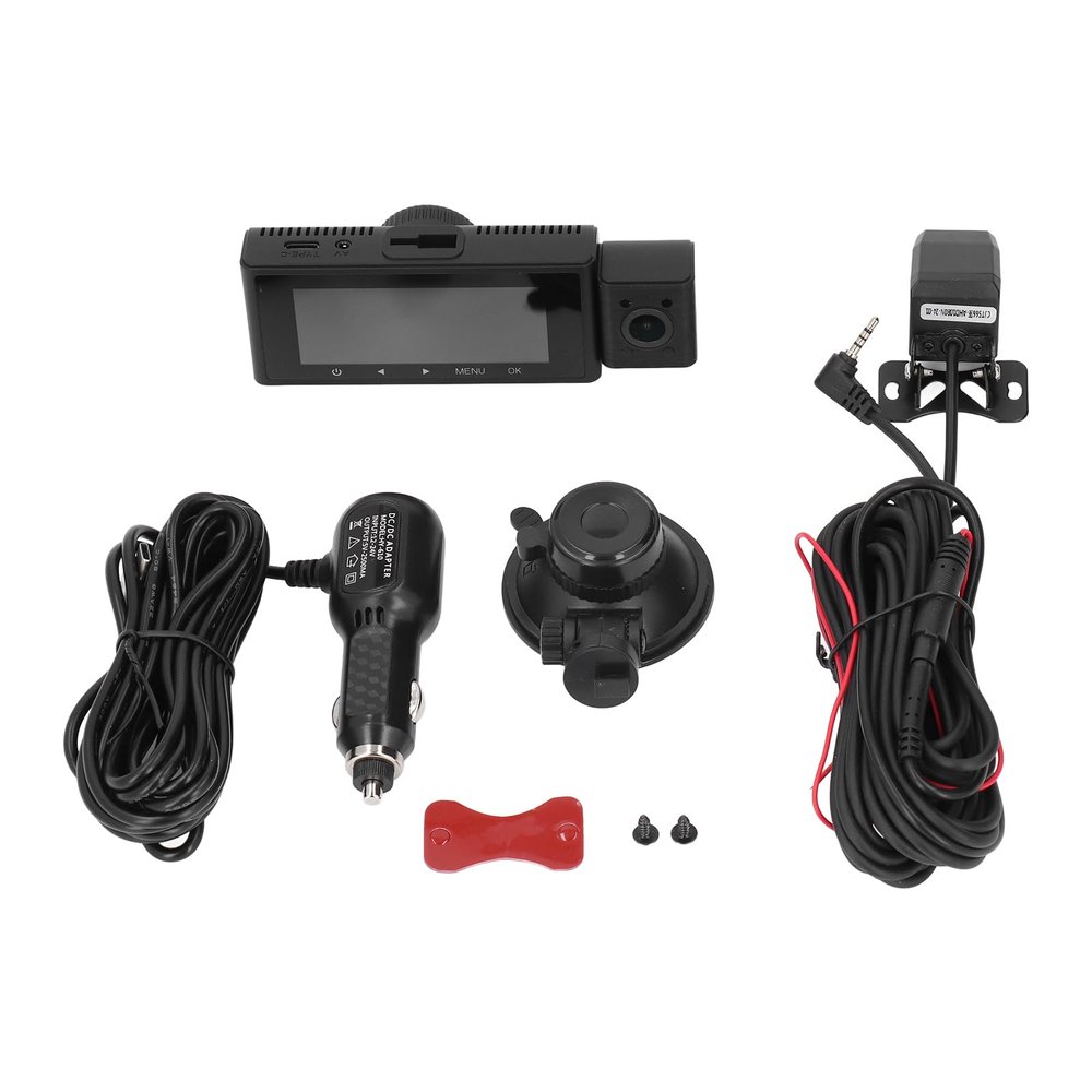 Dash Cam Front Rear, 2K+1080P 3.16 Inch Full HD Dash Camera for Cars, Built in Wirelessly with G Sensor Motion Detection, Parking Monitoring Three Channel Driving Recorder