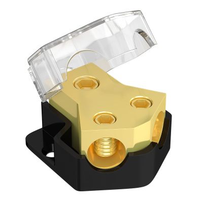 Karlass 12V Power Distribution Block Car Audio 2 Way Ground Distribution Block 0/2/4 Gauge in 4/8/10 Gauge Out 12 Volt Amp Distribution Block Splitter for Marine Automotive Car Vehicles Boats
