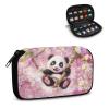 Nittanovaca Panda Print Flash Drive Case Cute Peach Blossom USB Storage Case Portable USB Organizer with 10 Slots, Protective Thumb Drive Case Soft Accessories Bag for USB view 1
