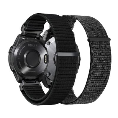 20MM 22MM 26MM Watch Band for Garmin Fenix 8 AMOLED/Solar 47mm 51mm, Nylon Sports Strap for Fenix 8 43mm Fenix 8 Solar 51mm Watch Strap (2 Pack: Black+BlackWhite, Quick Fit 22MM)