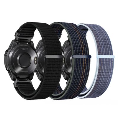 20MM 22MM 26MM Watch Band for Garmin Fenix 8 AMOLED/Solar 47mm 51mm, Nylon Sports Strap for Fenix 8 43mm Fenix 8 Solar 51mm Watch Strap (3 Pack: Black+Brown+Blue, Quick Fit 20MM)
