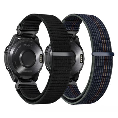 20MM 22MM 26MM Watch Band for Garmin Fenix 8 AMOLED/Solar 47mm 51mm, Nylon Sports Strap for Fenix 8 43mm Fenix 8 Solar 51mm Watch Strap (2 Pack: Black+BlackBrown, Quick Fit 22MM)