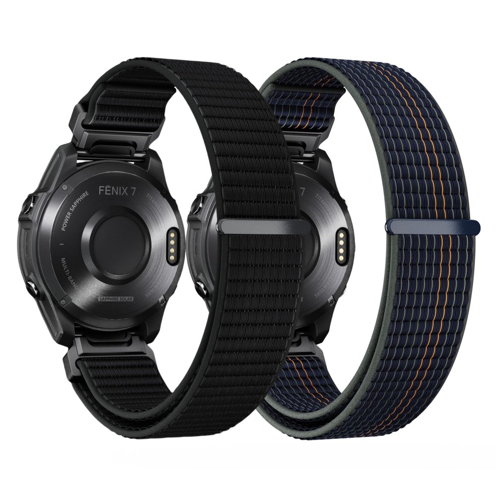 20MM 22MM 26MM Watch Band for Garmin Fenix 8 AMOLED/Solar 47mm 51mm, Nylon Sports Strap for Fenix 8 43mm Fenix 8 Solar 51mm Watch Strap (2 Pack: Black+BlackBrown, Quick Fit 22MM)