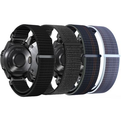 20MM 22MM 26MM Watch Band for Garmin Fenix 8 AMOLED/Solar 47mm 51mm, Nylon Sports Strap for Fenix 8 43mm Fenix 8 Solar 51mm Watch Strap (4 Pack: Black+BlackWhite+Blue+BlackBrown, Quick Fit 20MM)