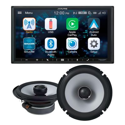 Alpine iLX-W650 7" Multimedia Receiver & A Pair of Alpine S2-S65 6.5" Coaxial Speaker Bundle  Apple CarPlay, Android Auto, Bluetooth, 480W Peak Power for Superior Sound