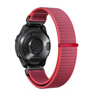 20MM 22MM 26MM Watch Band for Garmin Fenix 8 AMOLED/Solar 47mm 51mm, Nylon Sports Strap for Fenix 8 43mm Fenix 8 Solar 51mm Watch Strap (Red, Quick Fit 20MM)