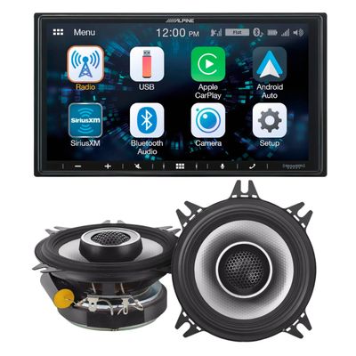 Alpine iLX-W650 7" Touchscreen Receiver & A Pair of Alpine S2-S40 4" Coaxial Speakers Bundle  Apple CarPlay, Android Auto & High-Resolution Sound