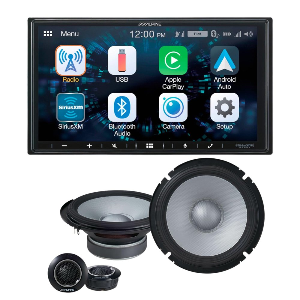 Alpine iLX-W650 7" Touchscreen Receiver & A Pair of Midwoofer & TweeterS2-S65C 480W Hi-Res 6.5" Component Speaker Bundle  Apple CarPlay, Android Auto, Bluetooth, and High-Performance Car Audio System