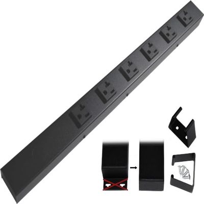 20 Hardwired Power Strip (NO Power Cord), 6 Vertical 20A Outlets (NOT Tamper Resistant), NO Ears (Without mounting tabs on Both Ends), a 20 Amp Unit, Black
