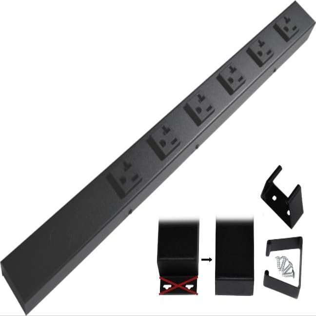 20 Hardwired Power Strip (NO Power Cord), 6 Vertical 20A Outlets (NOT Tamper Resistant), NO Ears (Without mounting tabs on Both Ends), a 20 Amp Unit, Black