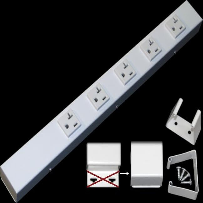 16 Hardwired Power Strip (NO Power Cord), 5 Vertical 20A Outlets (NOT Tamper Resistant), NO Ears (Without mounting tabs on Both Ends), a 20 Amp Unit, White