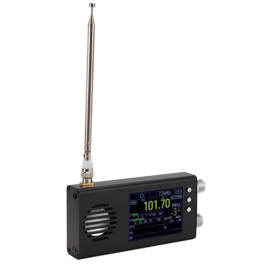 TEF6686 Portable Radio SW, CB, VHF, UHF, WX, AIR, LW, MW, SSB AM Receiver, for Dev Beta, 3.2 Inch LCD Screen, Pocket Retro Mini Radio Rechargeable (Black)