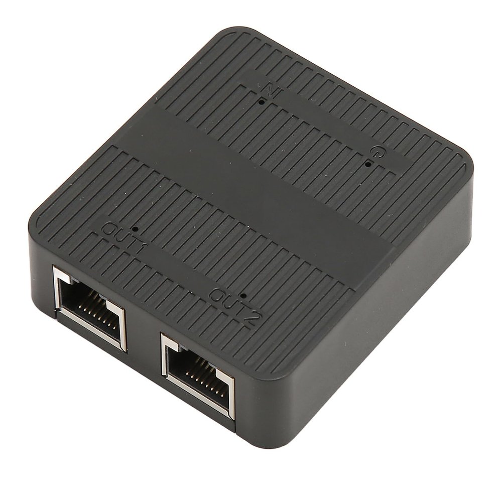 Gigabit Internet Splitter, RJ45 1 in 2 Out 1000Mbps USB C Power, Safe Stable Signal LAN Splitter, with USB Cable for Switch TV PC