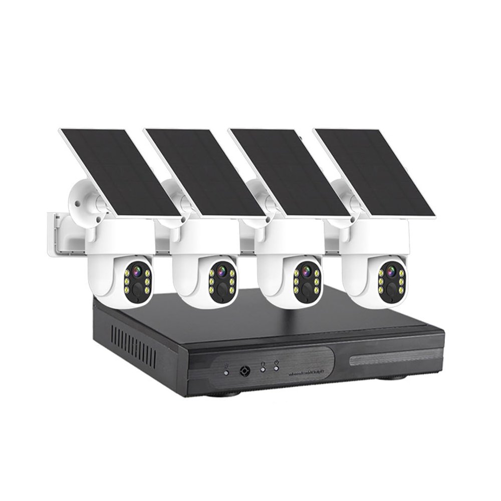 AKAVIG 4CH 4MP Outdoor Solar Power Home Security Camera System, Wireless WiFi CCTV Surveillance NVR Kit with Automatic Rotation Tracking, Color Night Vision, Human Detection