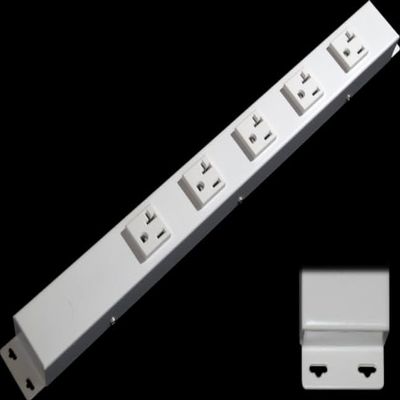 16 Hardwired Power Strip (NO Power Cord), 5 Vertical 20A Outlets (NOT Tamper Resistant), with Ears (with mounting tabs on Both Ends), a 20 Amp Unit, White