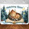 10X8ft Dragon Baby Shower Photo Backdrop Photography Background, Hatching Soon Magic Dragons Theme Backdrops Photo Booth Prop Decorations Wall Decor Banner Tablecloth view 1