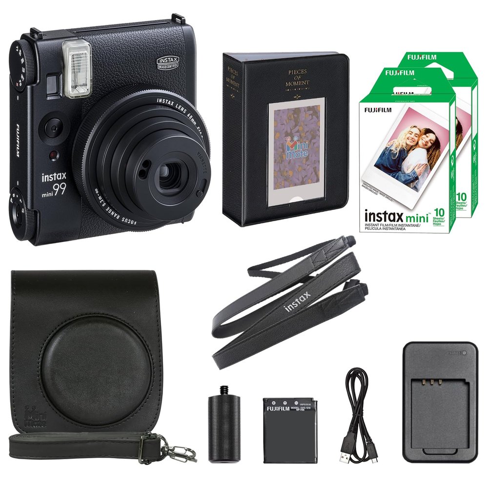 Fujifilm Instax Mini 99 Instant Camera with Carrying Case + Fuji Instax Film Value Pack (20 Sheets) Accessories Bundle (Black)