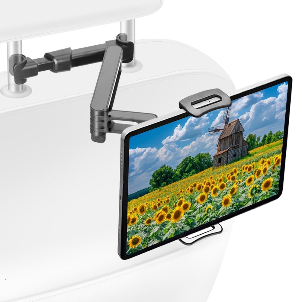 Tablet Holder for Car Headrest, iPad Holder Car Backseat Mount Adjustable [3 in 1 Extension Arm] 360 Rotating Long Road Trip Essentials, for iPad Pro, Air, Mini, Galaxy, Fire, 4.7-12.9" Tablets