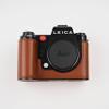 Uchandmade Handmade Genuine Leather Camera Half Case for Leica SL3/Leica SL3s Case - Top Layer Cowhide Body + Metal Base Plate - Hand Shank Design (Jet Brown) view 1