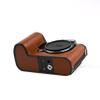 Uchandmade Handmade Genuine Leather Camera Half Case for Leica SL3/Leica SL3s Case - Top Layer Cowhide Body + Metal Base Plate - Hand Shank Design (Jet Brown) view 3